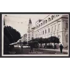 LA PLATA CALLE 7 TRANVIA ANTIGUA TARJETA POSTAL